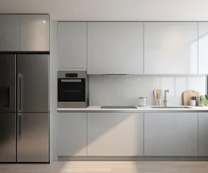 GAMA BLANCA Conjunto de electrodomésticos de gama blanca en una cocina